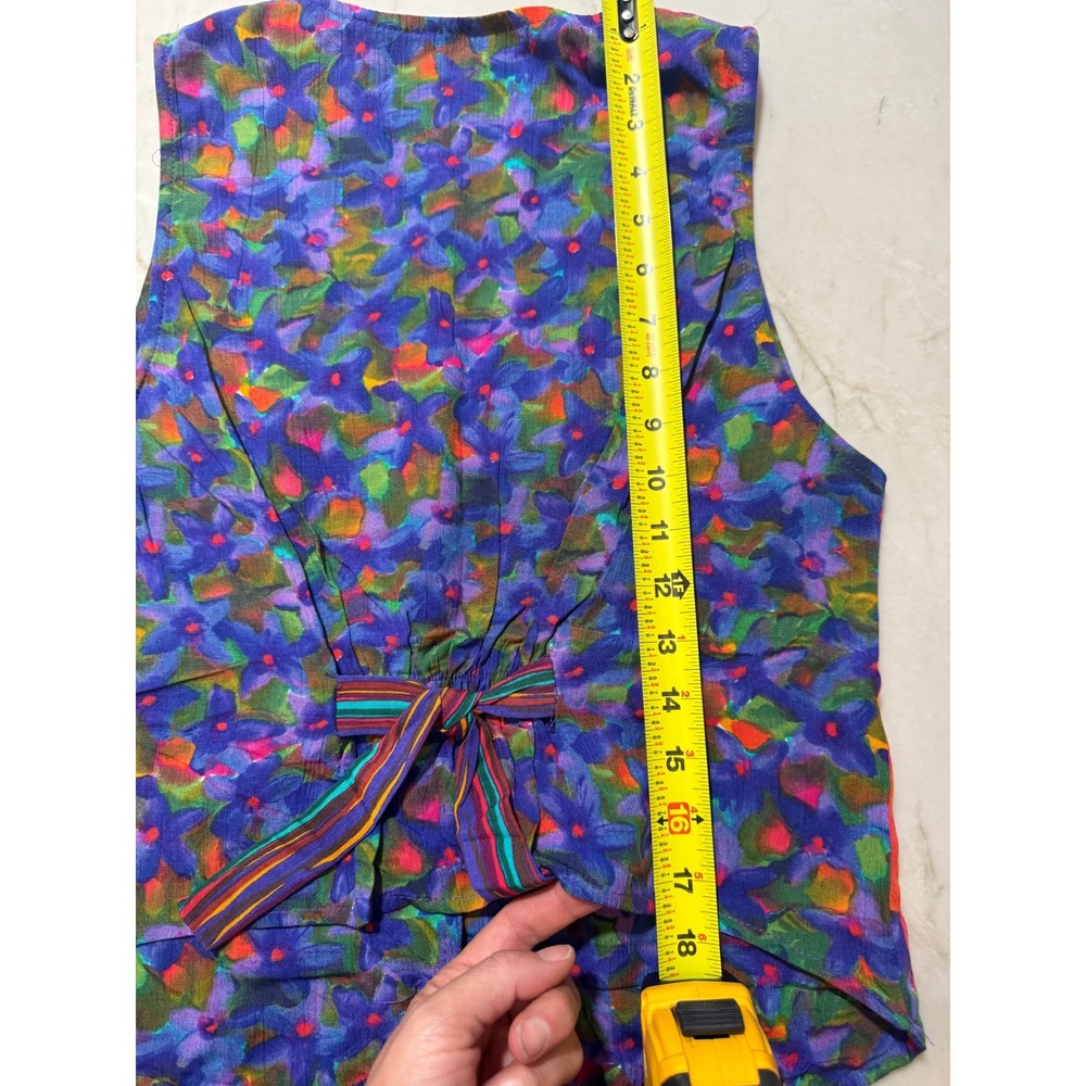 Carole Little Vintage 90s Abstract Floral Colorful Artsy Boho 80's Vest Sz 4 149 - Picture 8 of 8
